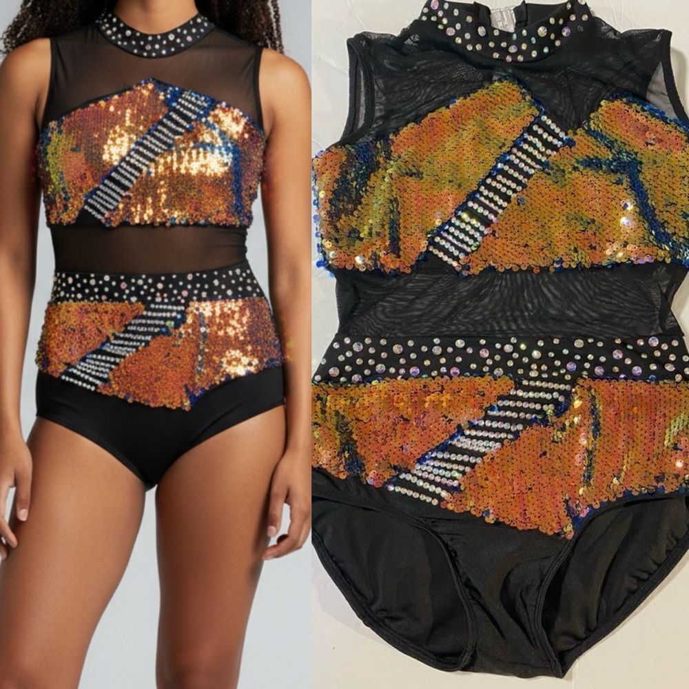 Rare Glamour competition, solo dance costume sequin jazz open musical LC-large